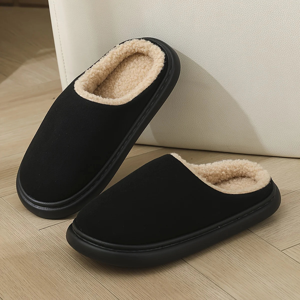Unisex slipon home shoes indoor and outdoor winter antislip TPR sole soft warm slippers ideal gift for couples 251105