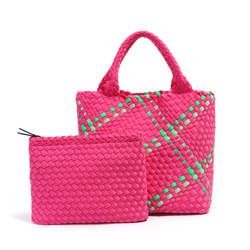 Casual Large-Capacity Hand-Woven Tote Bag - Textured Retro Style Handbag for Mother-Daughter Use Z260124