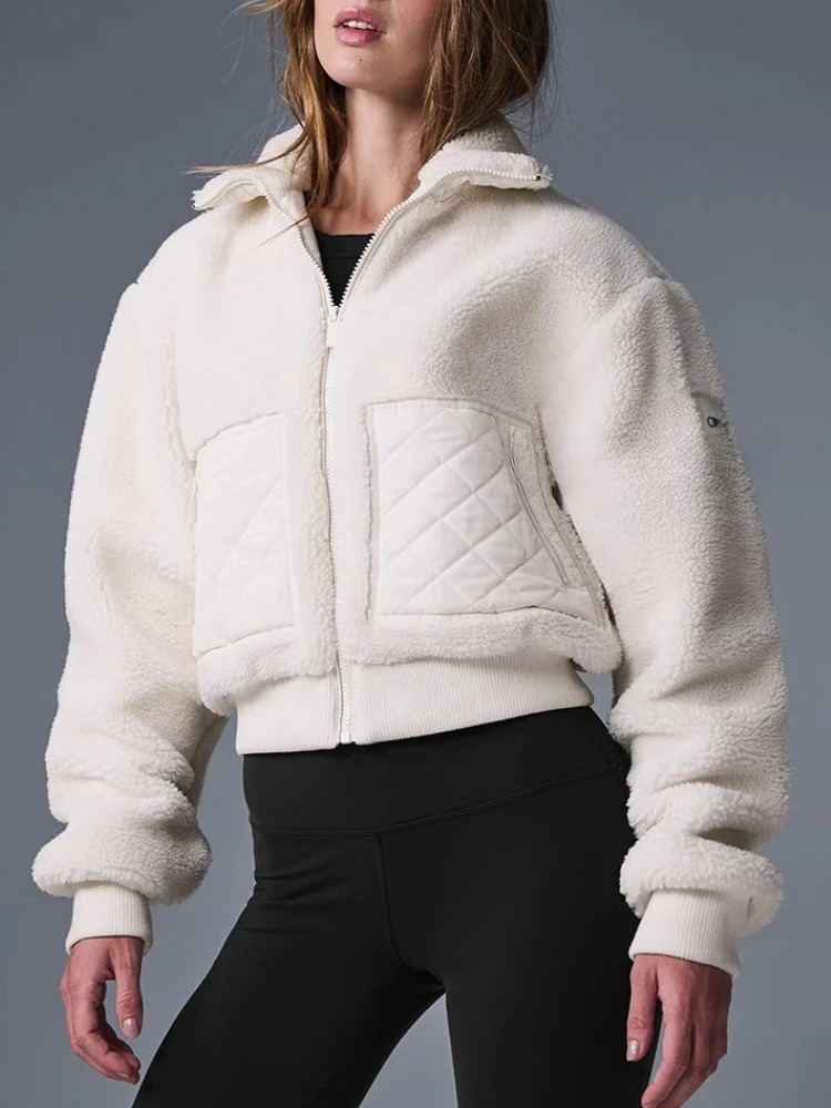 Lambs Wool Winter Jacket Women Thicken Warm Zipper Stand Collar Short Coat Fashion High Street Black Jackets for 251106