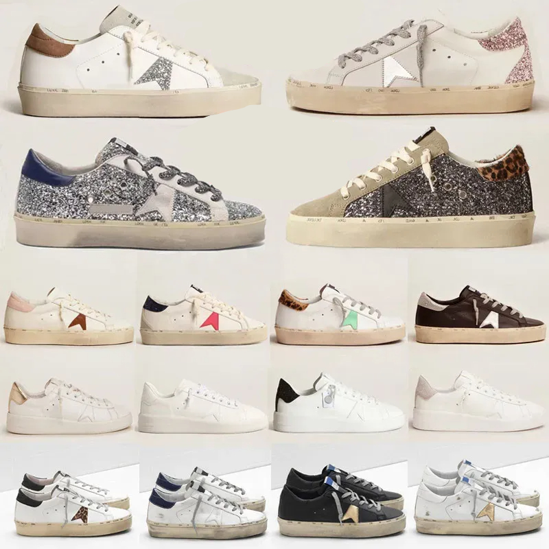 with box New Italy Brand Designer Casual Shoes Women Hi Star Luxury Shoe Sneakers Sequin Classic White Do Old Dirty Lace Up Man Super Star Sneakers Unisex