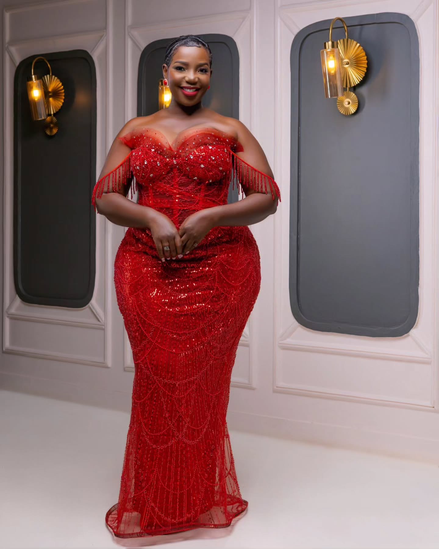 Red Mermaid Prom Dresses 2026 Crystals Tassels Sequined Sweetheart Evening Formal Party Second Birthday Engagement Gowns Plus Size Dress For Special O