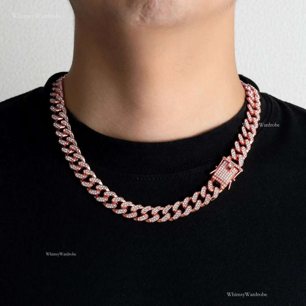 Fashionable designer brand hip-hop Cuban waterproond washable high-end birthday gift 13mm ultra wide retro necklace