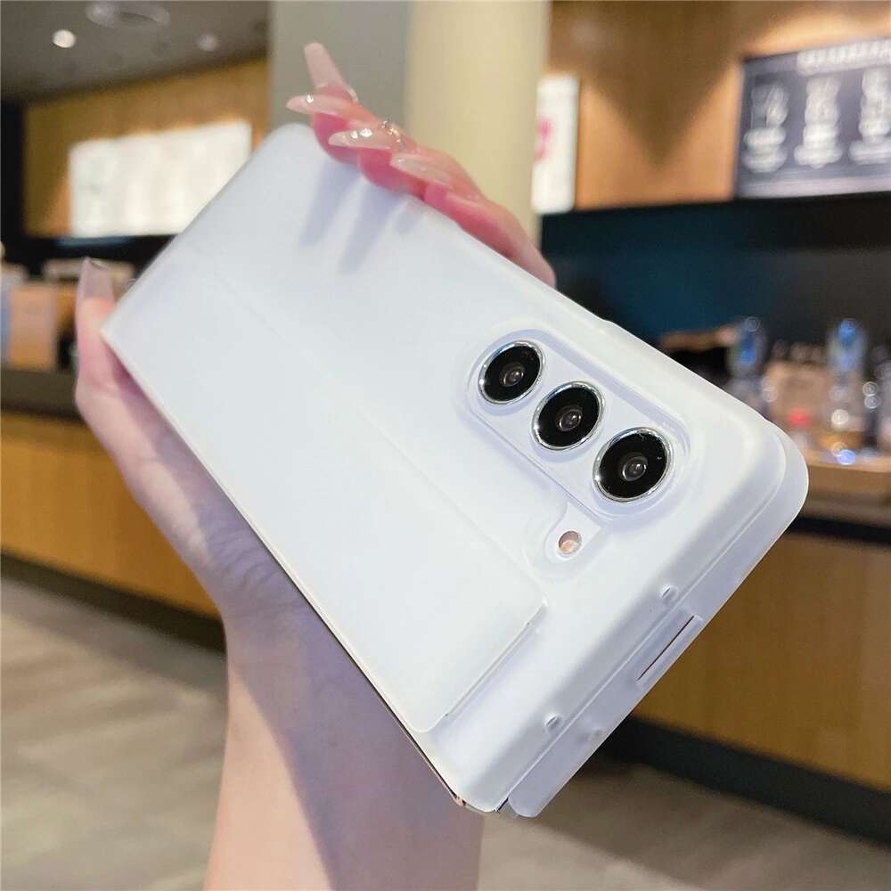 Soft Silicone Wrist Strap Bracket Phone Case For Samsung Galaxy Z Fold 6 5 4 ZFold 3 Cases Ultra Thin Matte Hard Cover
