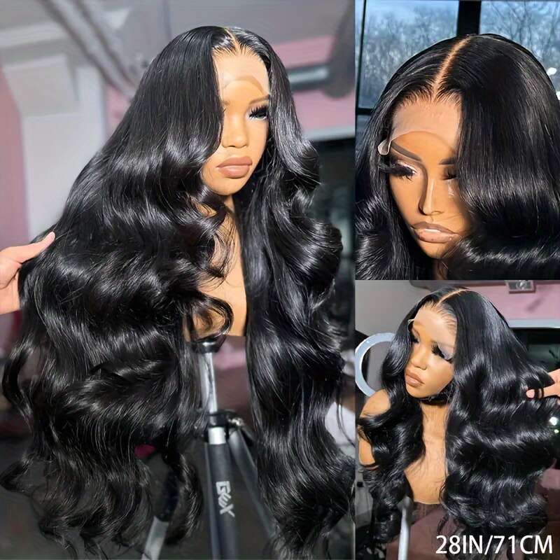 200 Body Wave Wig 13X4 Human Wigs Pre Plucked With Baby Hair 200% Density Lace Front For Women Natural Color