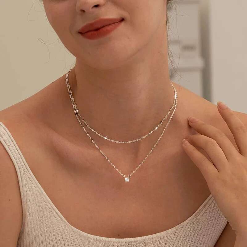 S Sier Simple Double Layer O-Chain Choker Clavicle Chain Necklace Female Fashion Hip-hop Unique Design Fine Jewelry