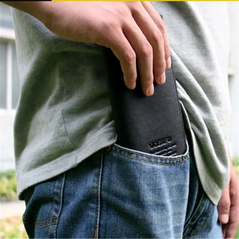 Soft PU Leather Long Wallet With Multiple Card Slots Classic Credit Card Holder Slim Durable Men Bifold Cash Purse 251105