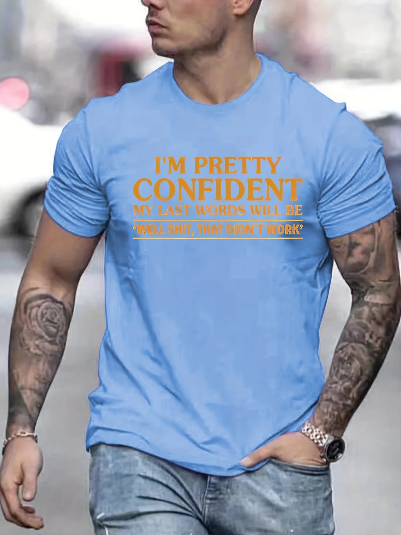 100% pure cotton mens oversized T-shirt printed mens graphic staff collar T-shirt casual and comfortable T-shirt summer mens top 250402