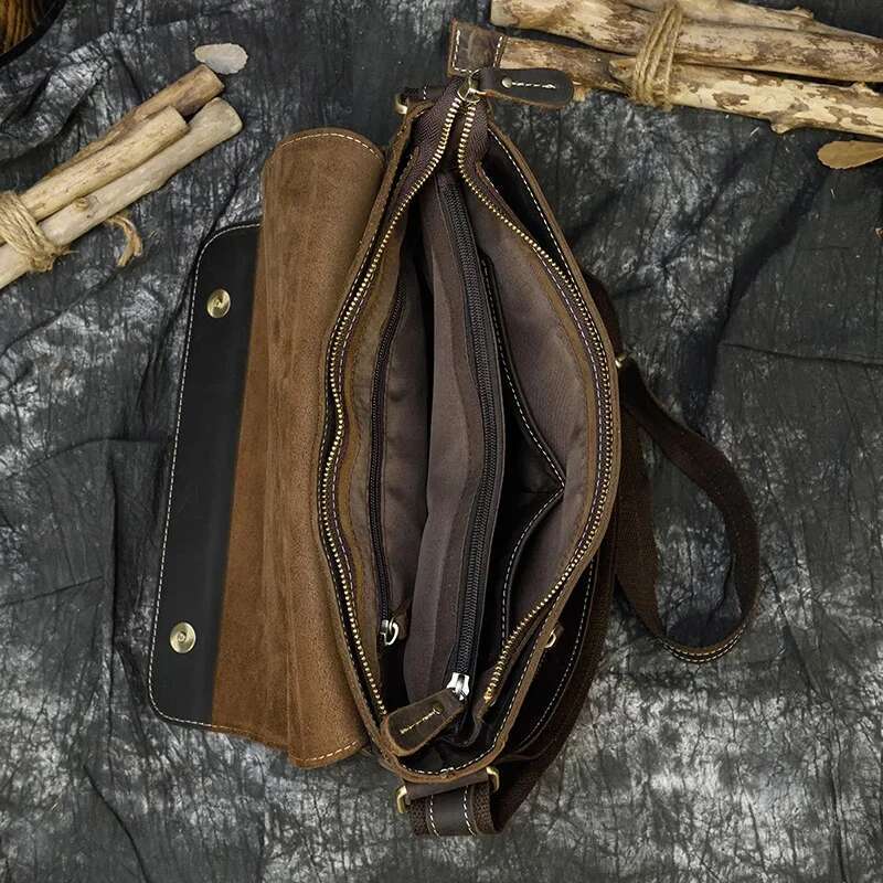 Vintage Crazy Horse Briefcases Laptop Office For Men Cover Messenger Men's Leather Bag Computer Bags