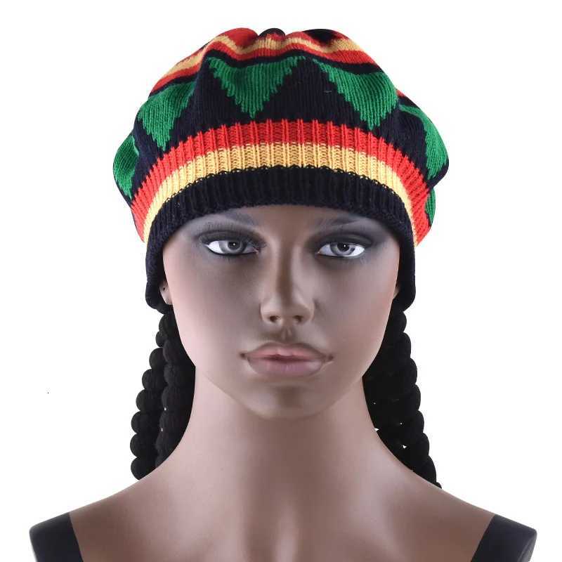 Unisex Knit Braid Hat Jamaican Bob Rasta Beanie C Hip Hop C Men Dreadlocks Wig Bob Marley Caribbean Fancy Dr Up Heaear W251106