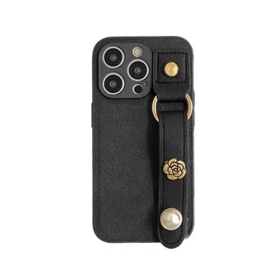 Suitable for 17 Pro Max Phone Case Pearl Camellia Wrist Strap iPhone 16 Protective Cover 15 New Luxury J251202