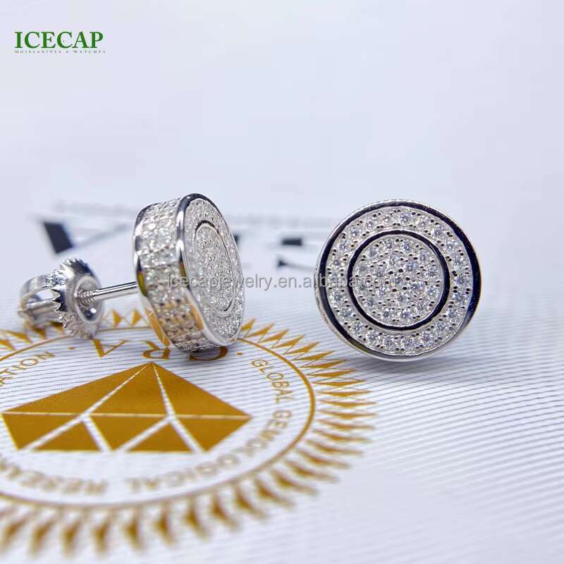 Fine Jewelry Men Women Diamond Earrings VVS Moissanite 925 Sterling Silver White Gold Plated Stud Earrings Wedding Earrings