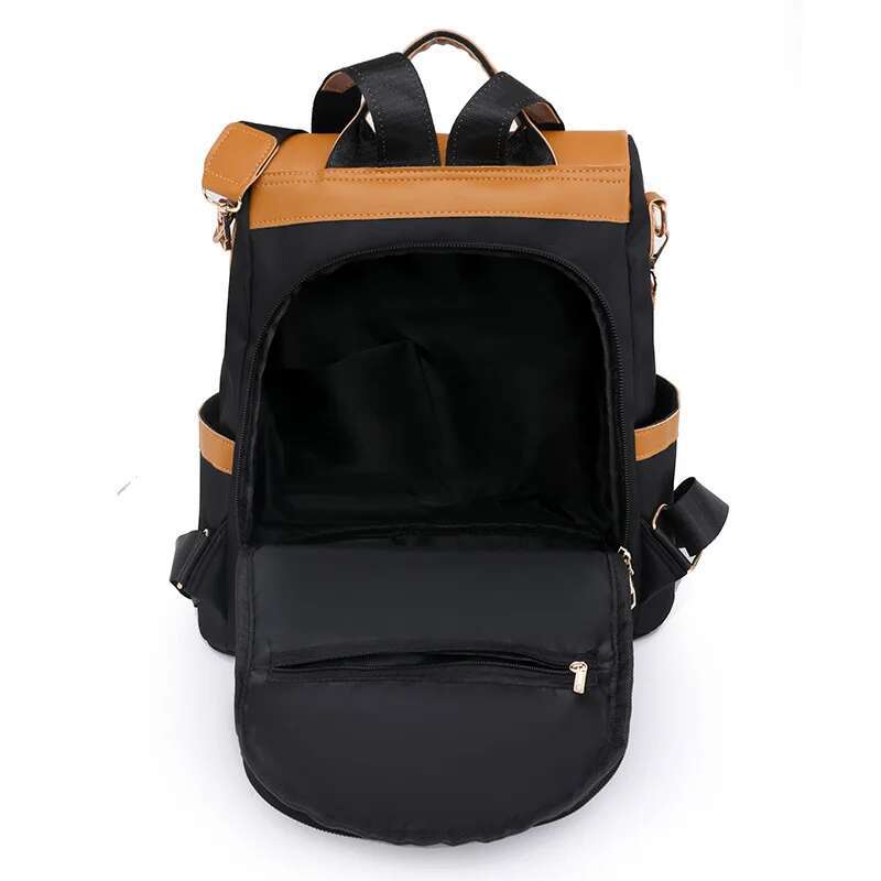 Women Casual Anti-Theft Patchwork Color Large Capacity Nylon Fabric Youth Backpack Student Travel Backpacks