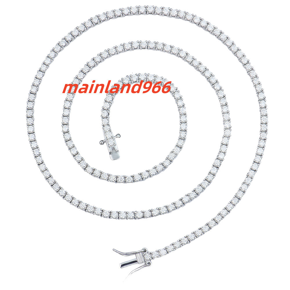 Wholesale 2mm S925 Iced Out Tennis Link Chain Hip Hop Style Fine Necklaces and Bracelets with Moissanite