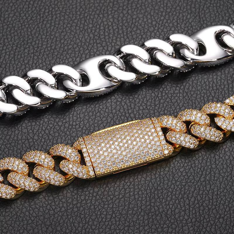 Hot Sale High Quality Luxury Jewelry Hip Hop Iced Out Moissanite/Moissanite Cuban Chain Necklace for Men and Women