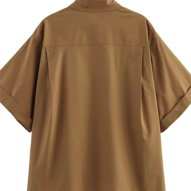 TRAF 2025 Woman Fashion Pocket Embellished Poplin Shirt Casual Slim Short Sleeve Single Breasted Blouses Spring 250402