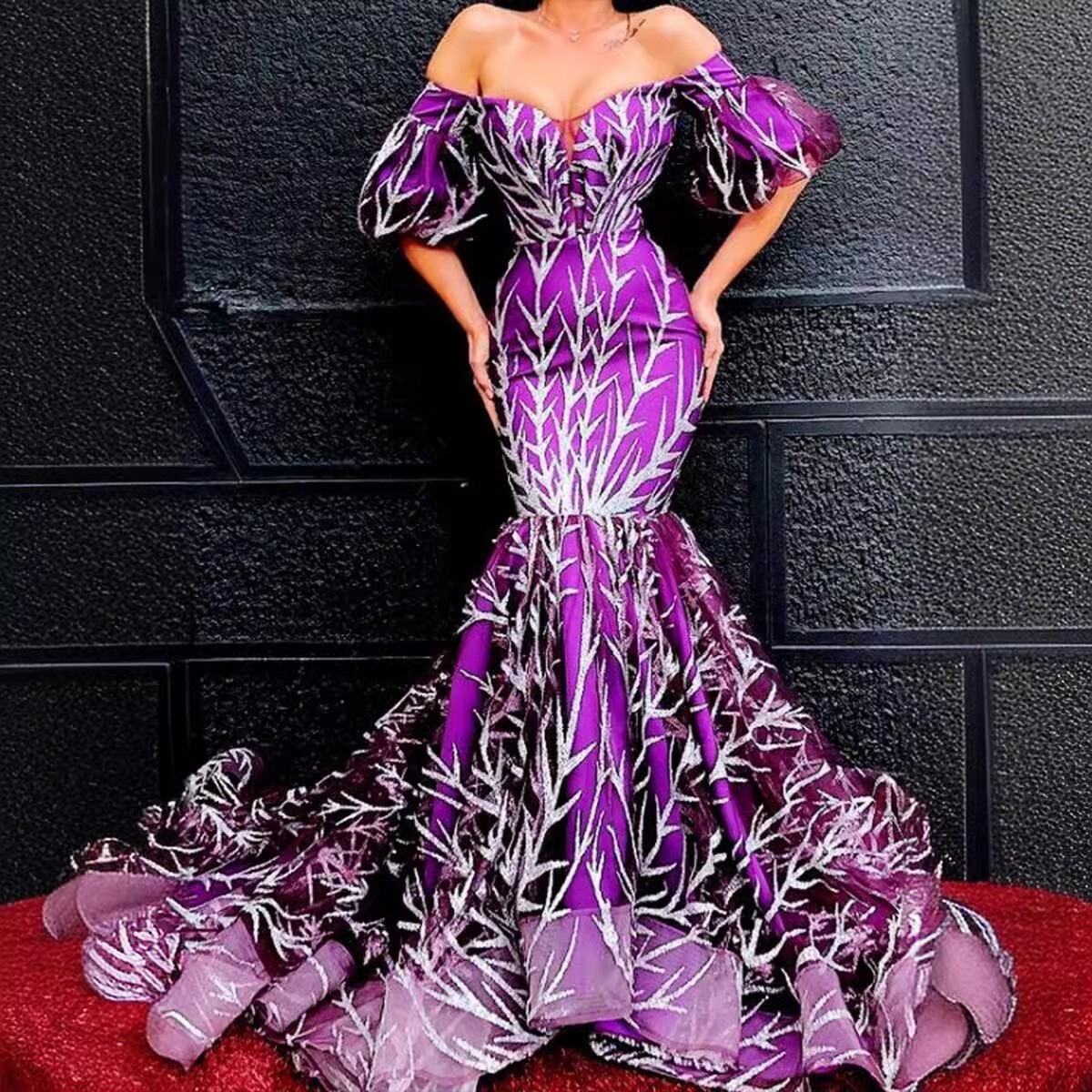 2025 New Womens Dress with Strapless Gold Sprinkled Thorns Long Skirt and Spliced Fish Tail Dress