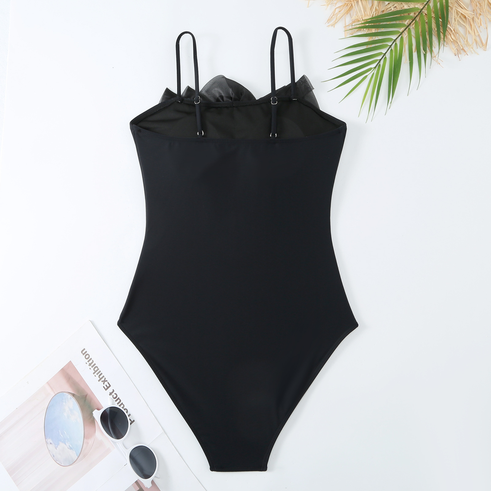 2025 Bohemian style chest flower jumpsuit triangle pants mesh skirt vacation set swimsuit women