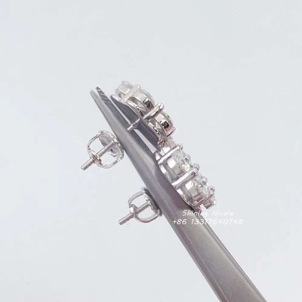 Hot Sale Hip Hop Jewelry Gra Certificate Flower Earring 925 Sterling Silver Moissanite Stud Earrings