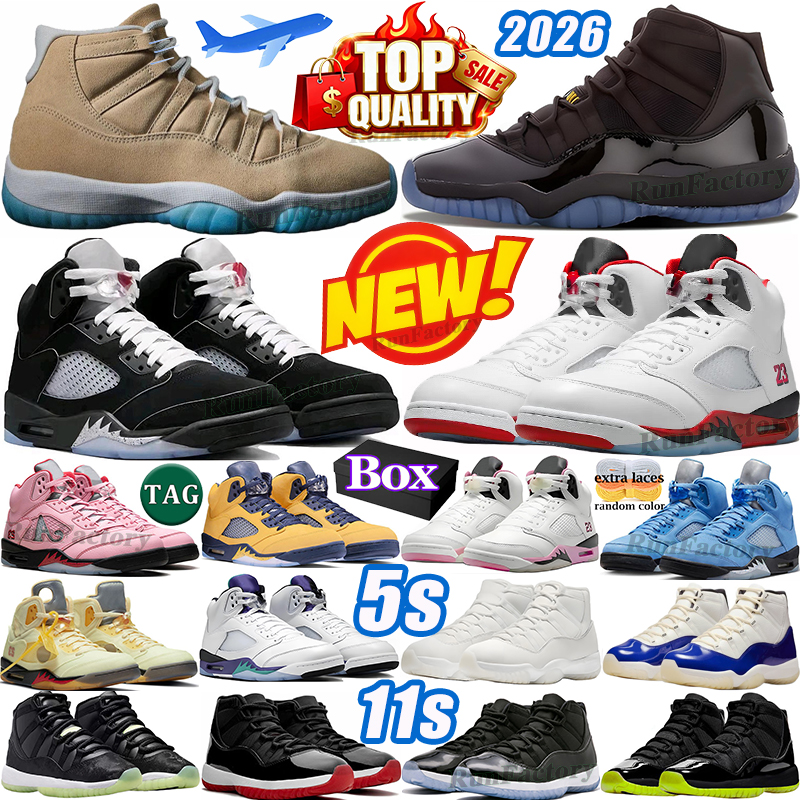 With Box 5s 11s Designer shoes 5 Basketball Shoes for Men Women Sneakers 11 Cool Grey Cherry Bred UNC Pearl H-Town Gamma Fire Red Black Metallic Grape Rare Sport Trainers