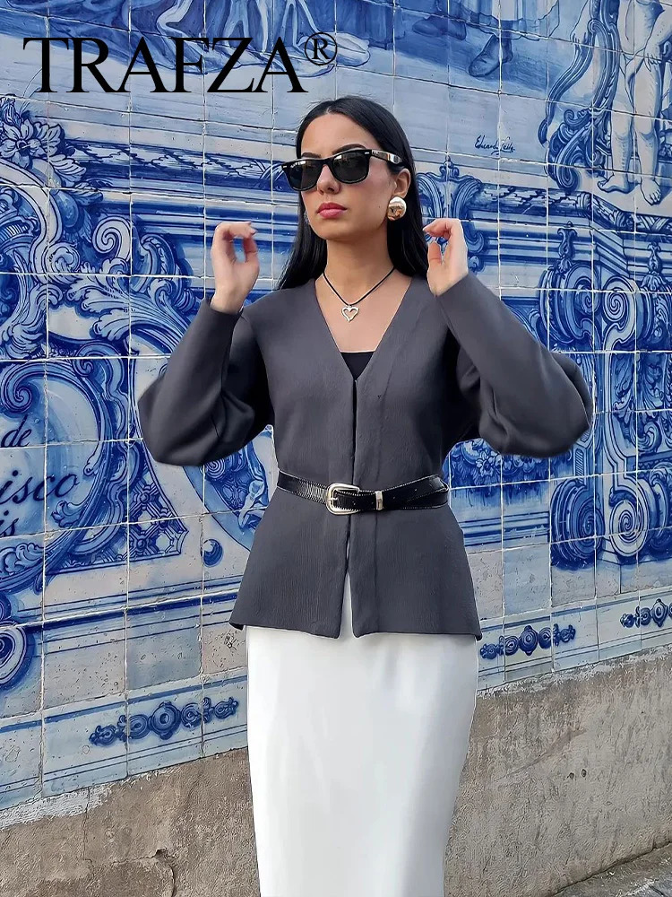 TRAFZA Autumn Slim Skiing Set Wine Red Solid Vneck Long Sleeve CardiganOne Line Mini Sleeveless Roupas Leisure Street 250403