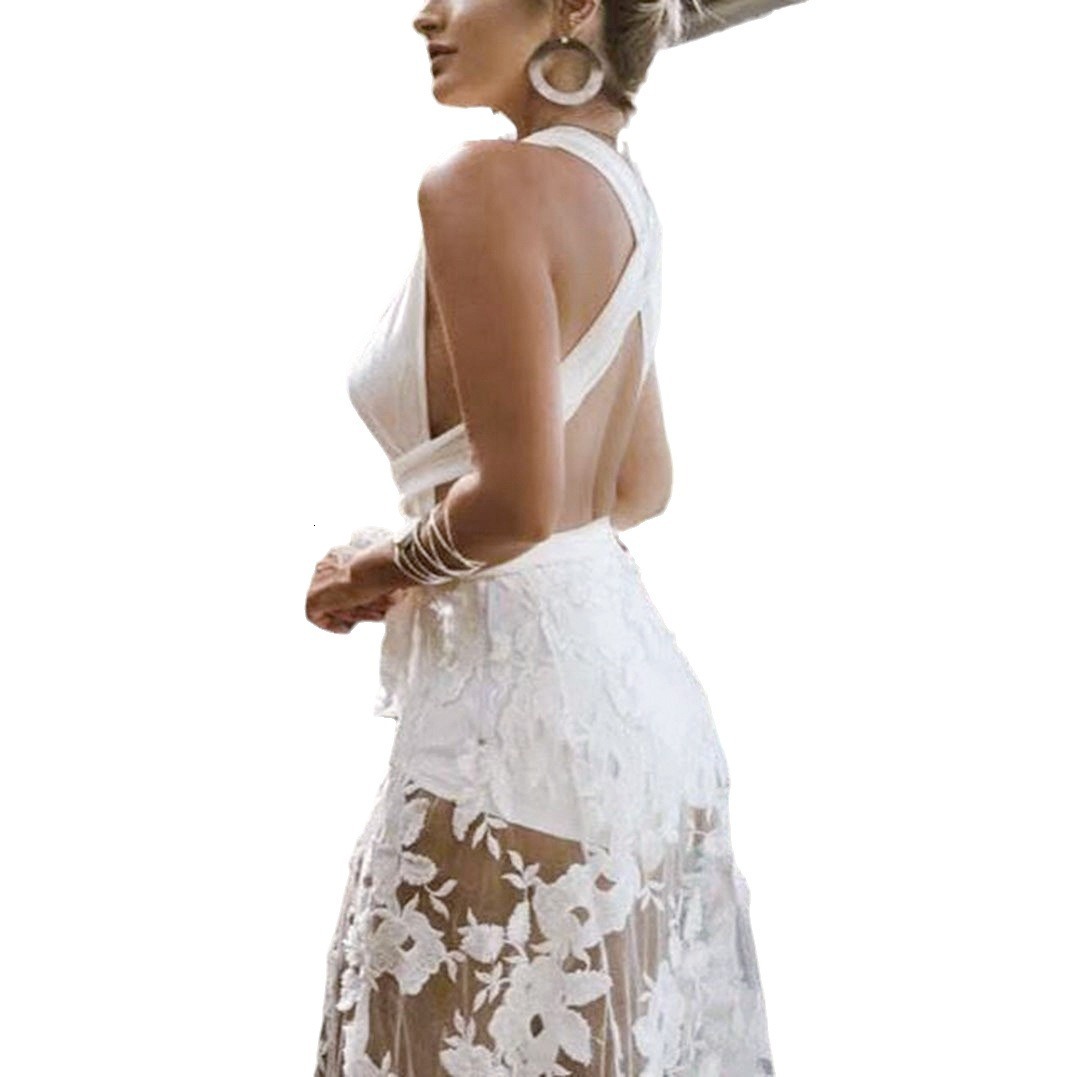 2025 Spring/summer New Womens Dress Sexy Lace Hollow Back Beach Skirt Long Dress