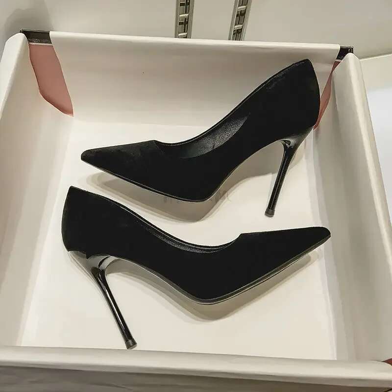Pumps Sexy Suede Ponited Toes High Heels Fashion Office Stiletto Party Red Wedding Female Comfort Women Shoes