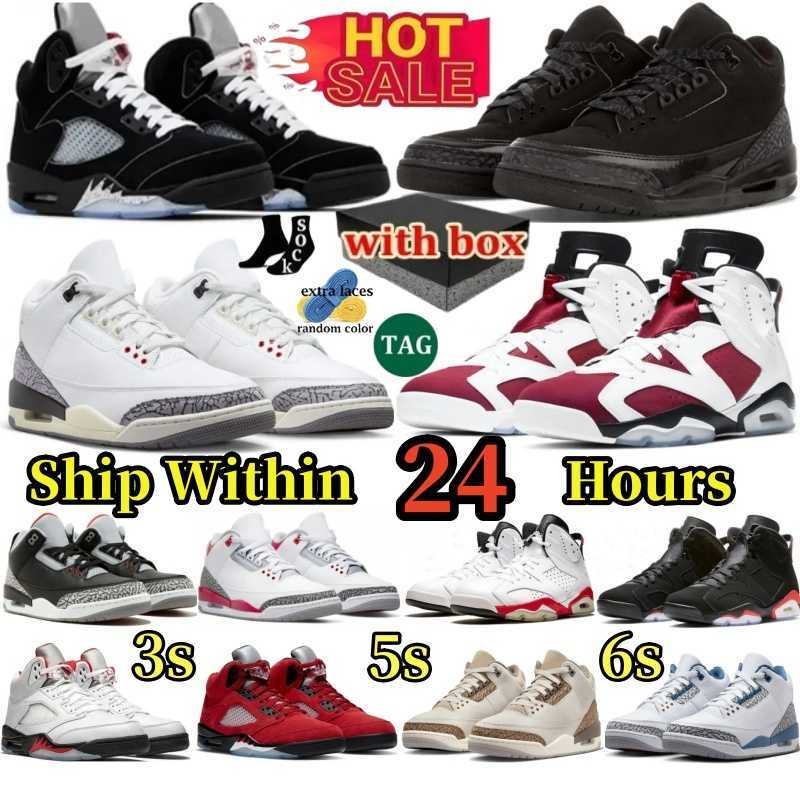 With Box Basketball Shoes 3s 5s 6s Unc Top Mens Womens Fire Red Black Metallic Reimagined Cat SP Infrared Retro Carmine White Cement Grey Pink Trainers Sneakers