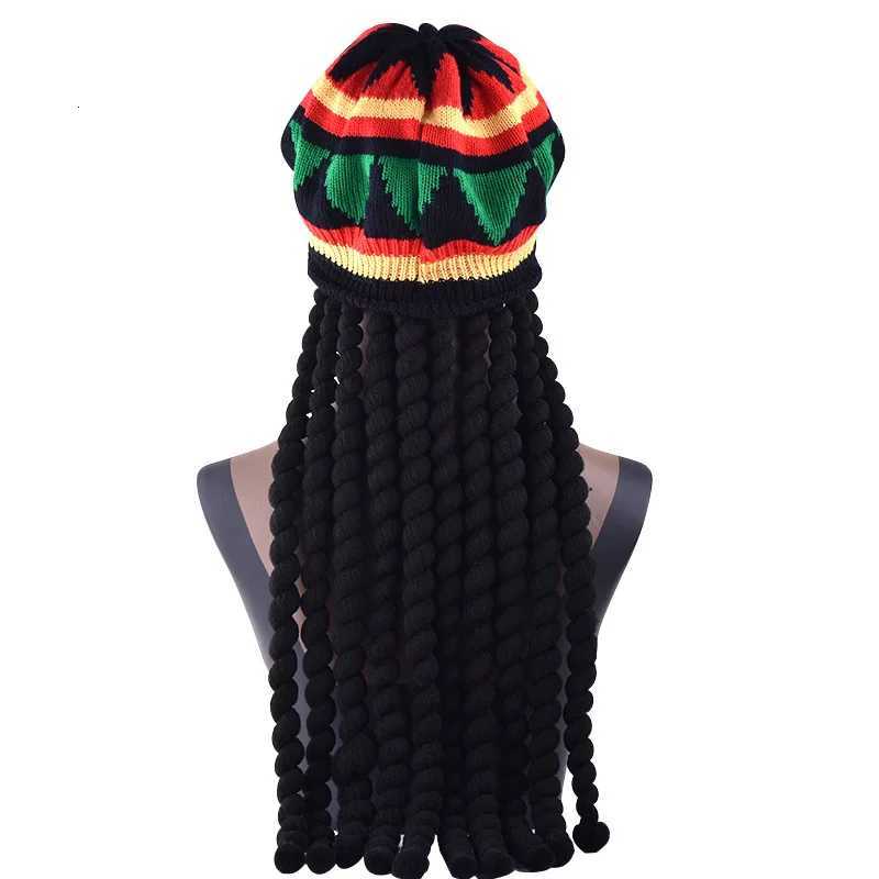 Unisex Knit Braid Hat Jamaican Bob Rasta Beanie C Hip Hop C Men Dreadlocks Wig Bob Marley Caribbean Fancy Dr Up Heaear W251106