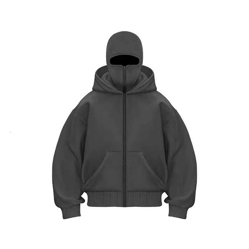 2025 Autumn Men Balaclava Y2K Gothic Harajuku Winter New Item Double Hooded Sweatshirt Mens Hooded Mask Zipper Sportswear Women W251106
