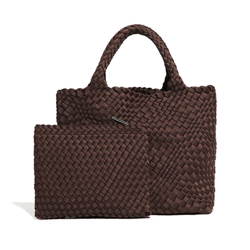 Casual Large-Capacity Hand-Woven Tote Bag - Textured Retro Style Handbag for Mother-Daughter Use Z260124