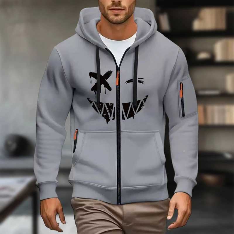 Mens hoodies sweatshirts spring and autumn casual solid-color printed zipper hoodies sportswear long-sleeved hoodies sweat W251106