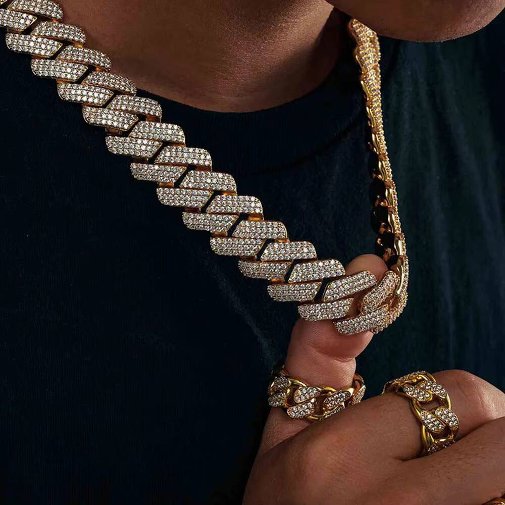 Moissanite Diamond Hip Hop Luxury Cuban Chain for Men 925 Silver