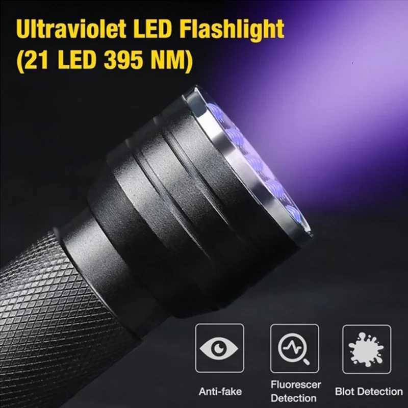 21 LED Mini UV Flashlight Blacklight 395NM Torch Flash Lamp For Pet Urine Stains Portable Black Light FlashlightsW251106
