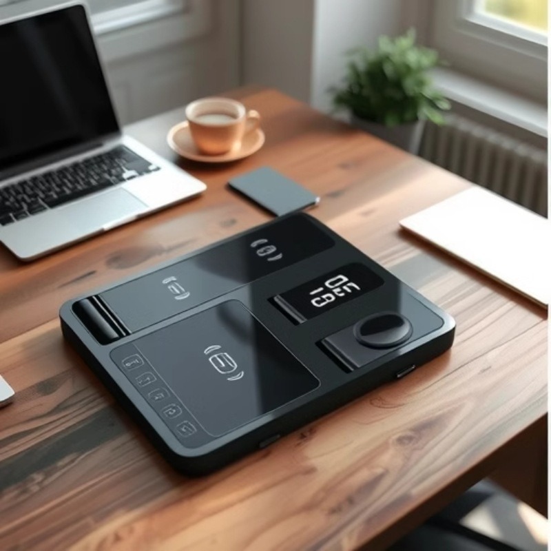 Portable Multi-Functional Wireless Fast Charging Stand for Mobile Phones - Desktop Charger with Four-In-One Functionality