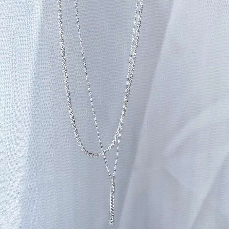 S Sier Double Layer O-Chain Sparkg Clavicle Zircon Pendant Necklace Female Fashion Simple Unique Design Fine Jewelry