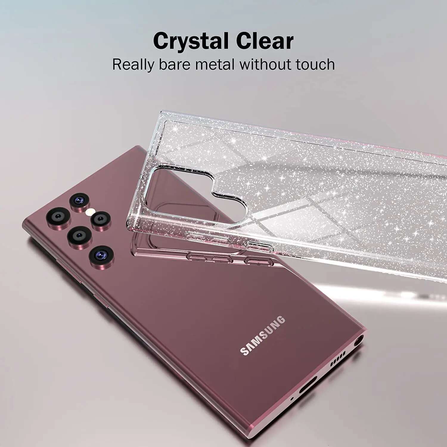 Glitter Clear Phone Case For Samsung Galaxy S23 S22 Ultra S24 S21 Plus S20 FE A53 A52 A13 A51 Note 20 Transparent Silicone Cover