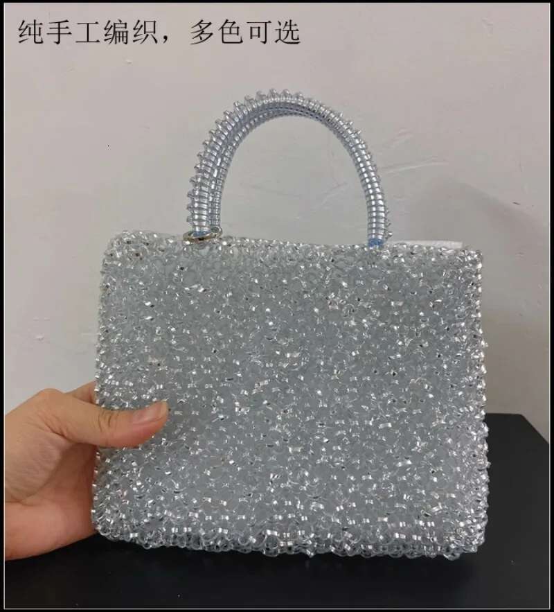 Pure Handmade Handbag For Single Shoulder Crossbody Small Square Bag, Shiny PVC Woven Women's Bag