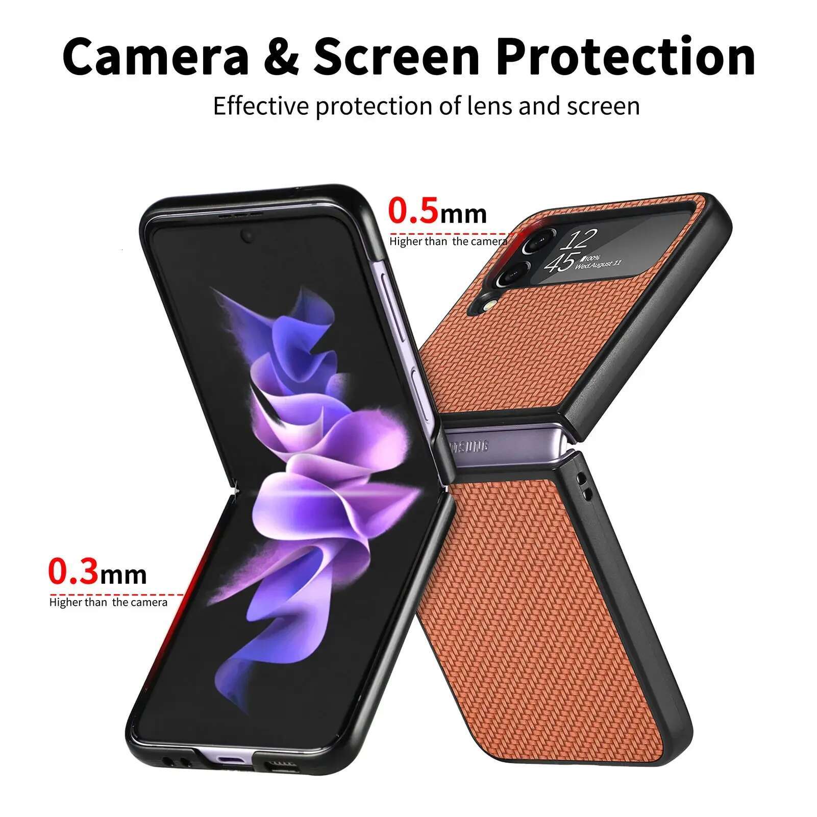 Carbon Fiber Fashion Case for Samsung Galaxy Z 4 5 6 flip6 Flip5 Flip2 5G Flip4 Flip 3 2 Flip3 Protective Slim Cover