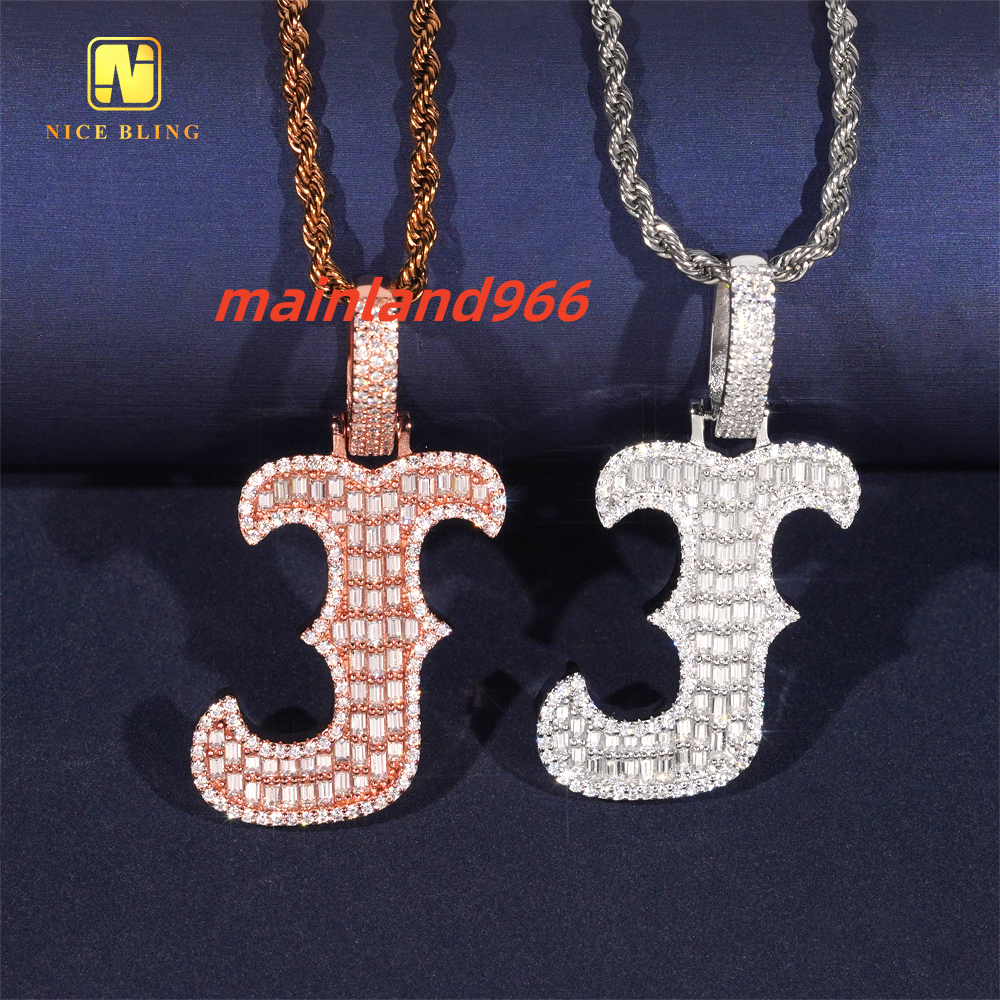 GRA Certificate Hip Hop Jewelry Initial Pendant Custom Iced Out 925 Silver VVS Moissanite Diamond Charm Letter J Fine Pendant