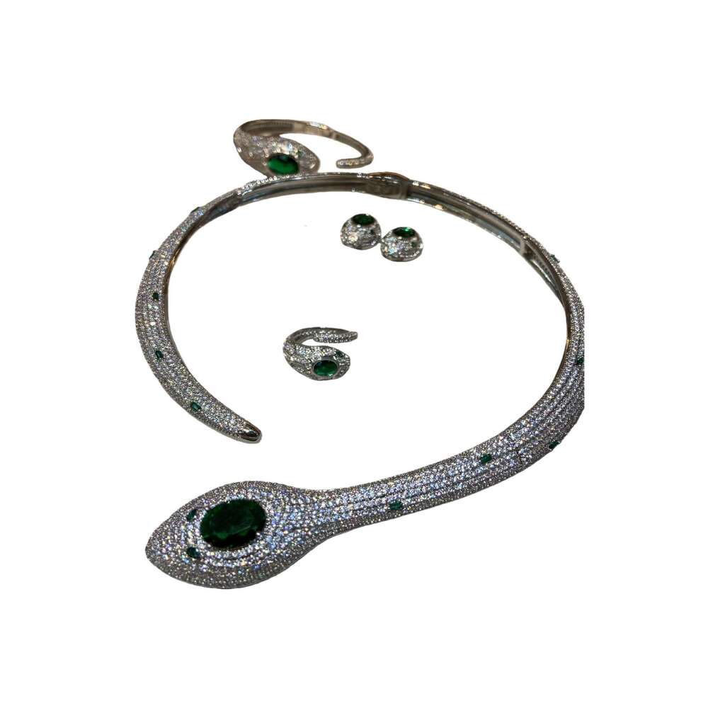 Treasure Series Snake Shape Necklace Italian High Carbon New High-end Full Zircon Cross-border Hot-selling Fashion Heavy Craft Jewelry Set