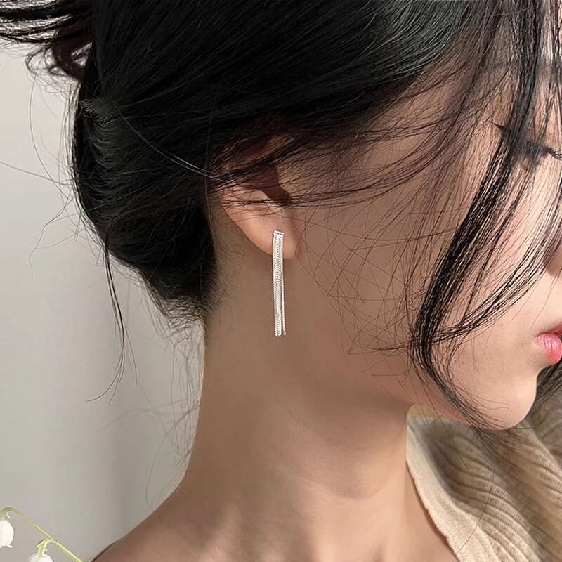 Simple Version S Dense Snake Bone Tassel Drop Earrings Women Golden Sier Color Party Fine Jewelry Girl Gift Wholesal