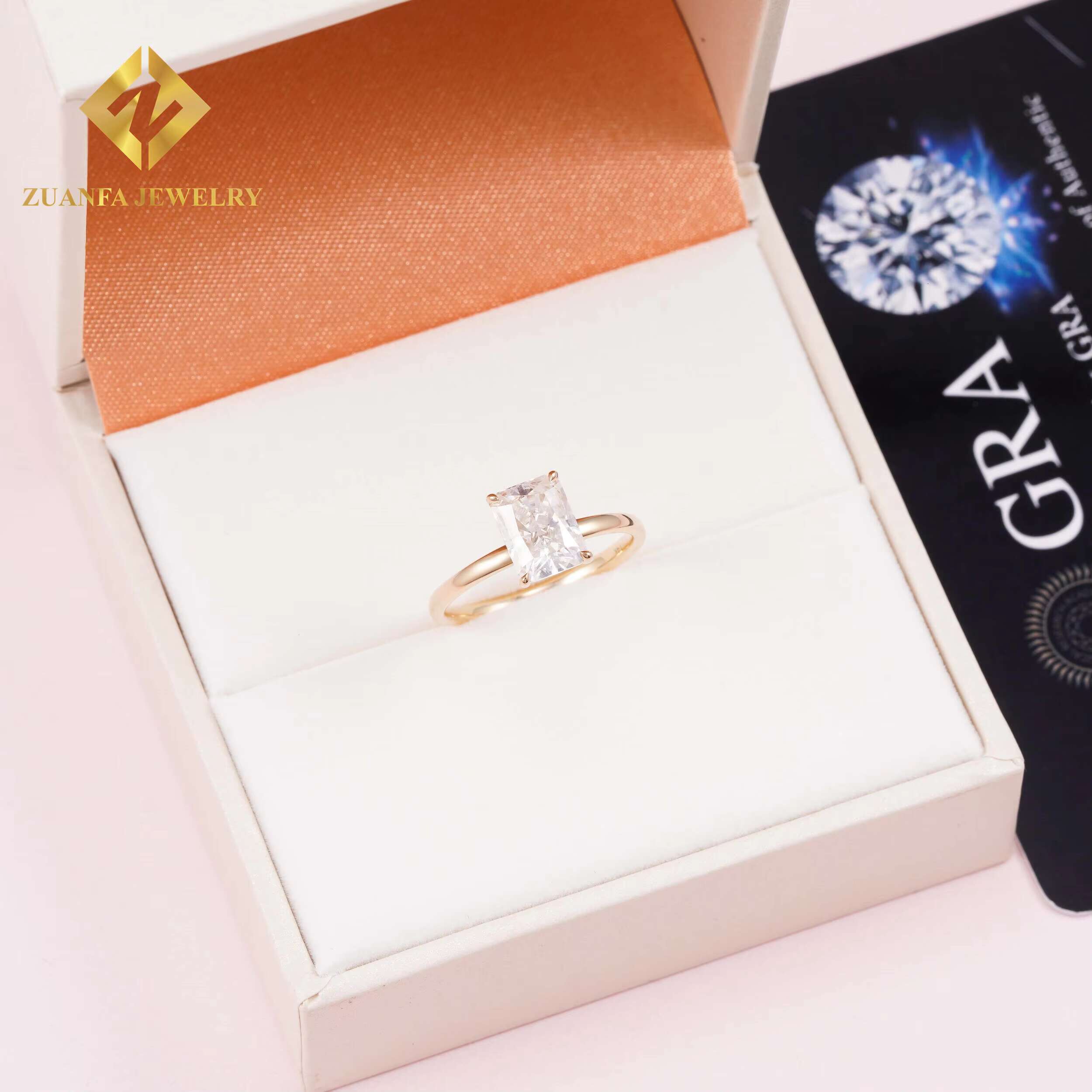 Fine Jewelry Fashion Design 14K Solid Yellow Gold Lab Grown Diamond Engagement Ring