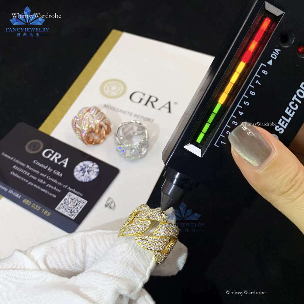 2025 Wholesale Custom Fashion Jewelry Men's Full Moissanite Iced Out 7mm 18mm for Men Sier Cuban Ring