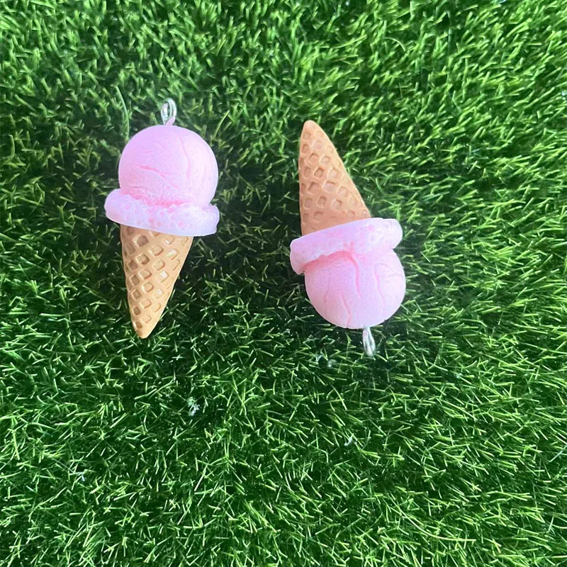 6 pieces of 17 38mm resin ice cream cone amulet pendant Cabochon handmade accessories DIY earrings necklace 250325