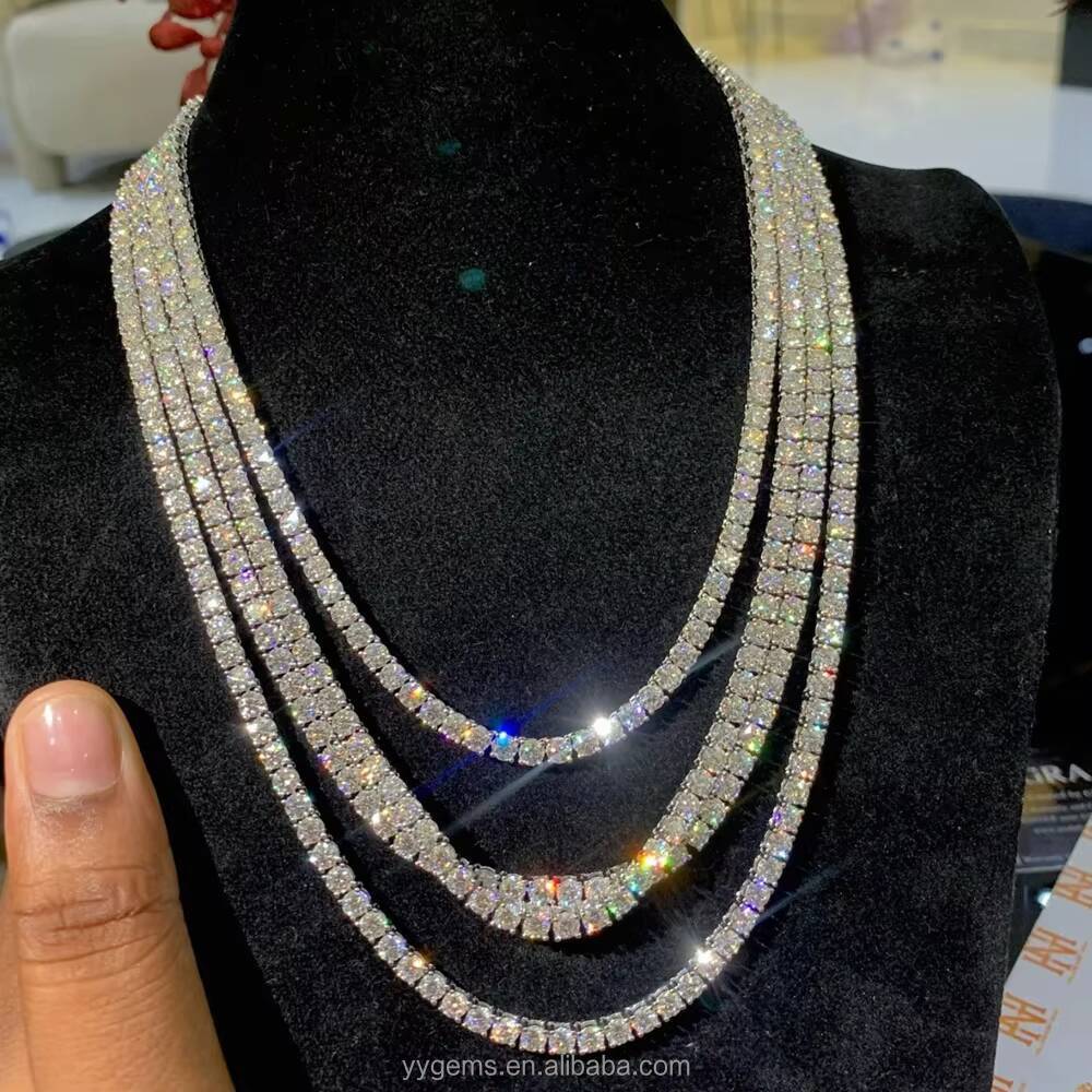 Factory Price Hip Hop 925 Silver VVS Moissanite Diamond Tennis Chain 2MM 3MM 4MM 5MM 65MM Necklace Bracelet Men Women Jewelry