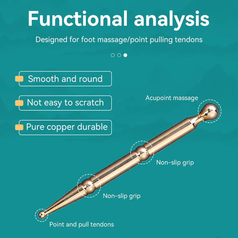 copper gua sha stick beauty foot point ear point probe head massage stainless brass steel metal massage tools 250328