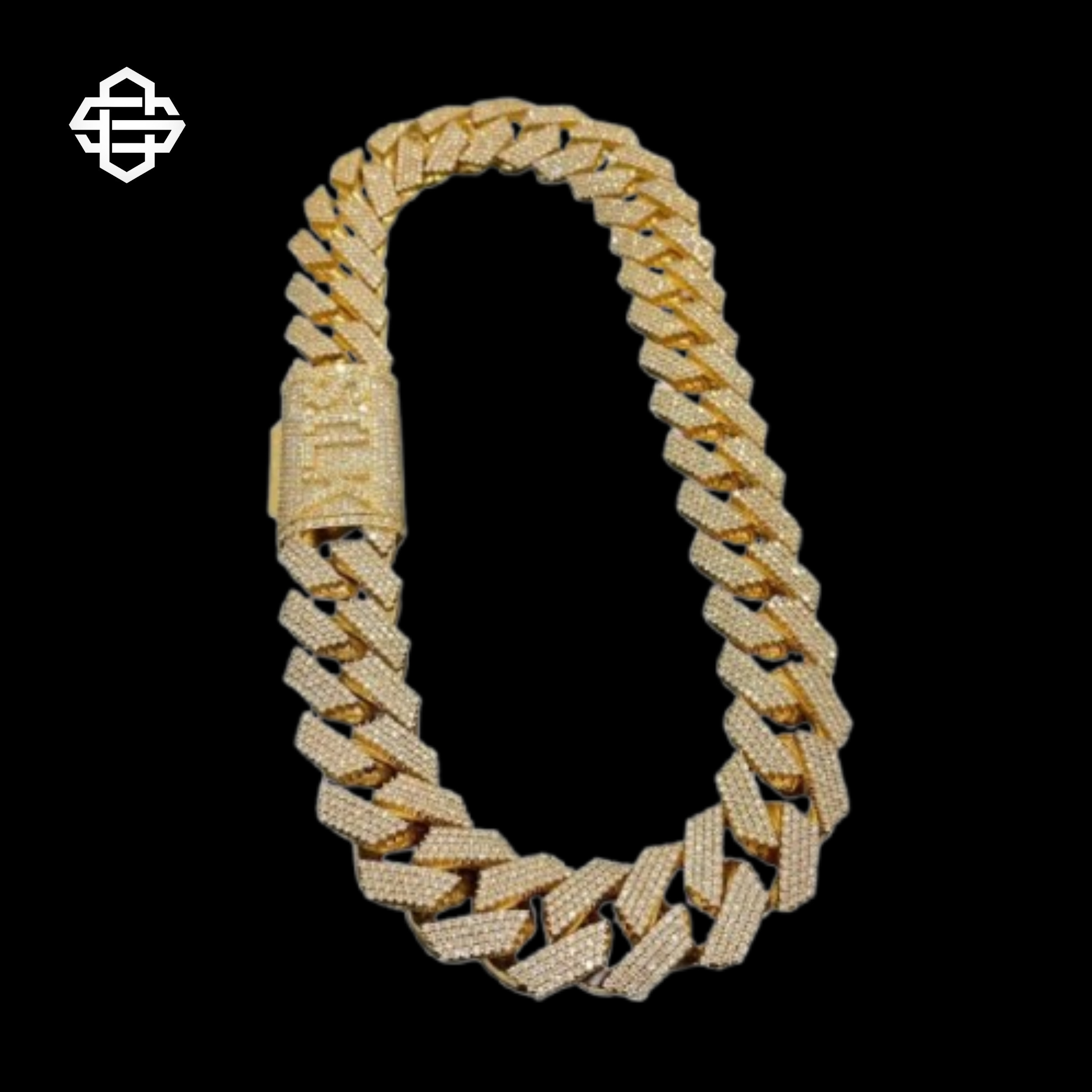 Hiphop Moissanite Iced Out Cuban Link Chain Necklace Bling Gold Rapper Jewelry for Men Custom Streetwear Accessory