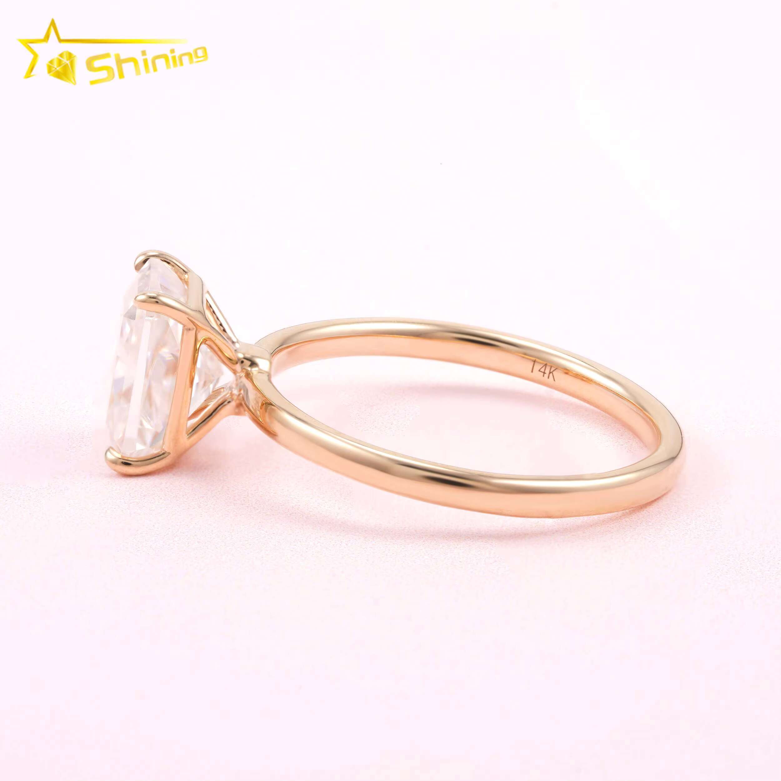 Fine Jewelry Fashion Design 14K Solid Yellow Gold Lab Grown Diamond Engagement Ring