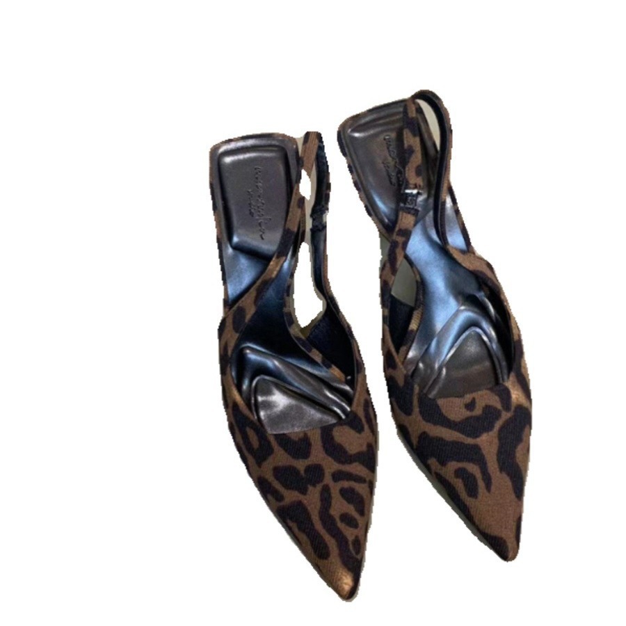 New 2025 Women fashion high-end sexy high heels leopard print retro elegant slim heel pointed sandals classic trend party banquets daily