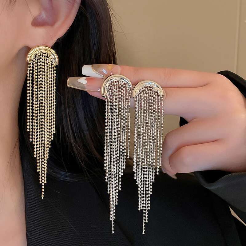 New Gold Plated Sier Bead Chain Tassel Long Shell Butterfly Ear Wire Earring Clasps Handmade Drop Earrings